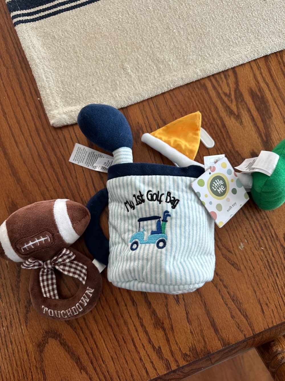 Little Me Blue and Yellow 'My 1st Golf Bag' Plush Toy and football rattle